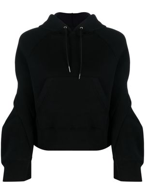 sacai wide-sleeve cropped hoodie - Black