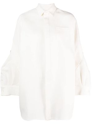 sacai wide-sleeve shirt dress - White