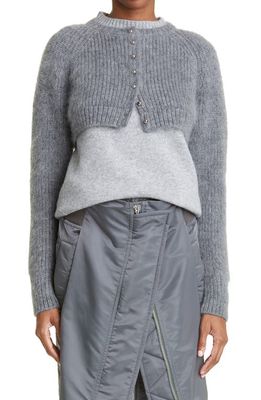 Sacai Women's Layered Mohair & Wool Blend Sweater in Grey
