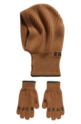 Sacai Wool Balaclava & Gloves Set in Beige