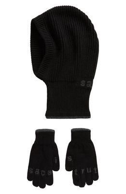 Sacai Wool Balaclava & Gloves Set in Black