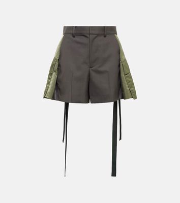 Sacai Wool-blend and twill shorts