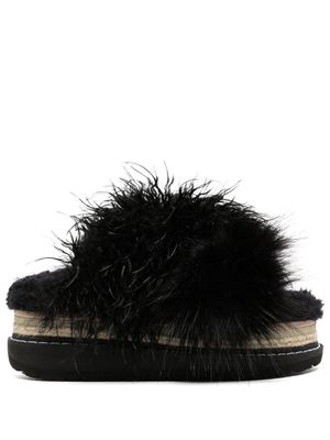 sacai wool open-toe sandals - Black