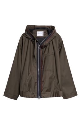 Sacai Wool Suiting Hooded Blouson Jacket in Olive/Taupe