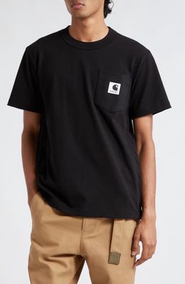 Sacai x Carhart WIP Logo Patch Pocket T-Shirt in Black
