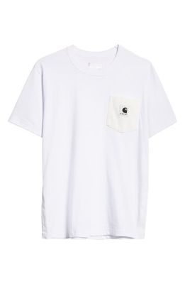 Sacai x Carhart WIP Logo Patch Pocket T-Shirt in White