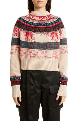 Sacai x Eric Haze Cotton Jacquard Crop Sweater in L/Pink