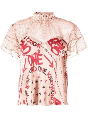 sacai x Eric Haze flounce panelled blouse - Pink
