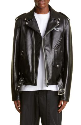 Sacai x Schott x Madsaki Leather Moto Jacket in Black