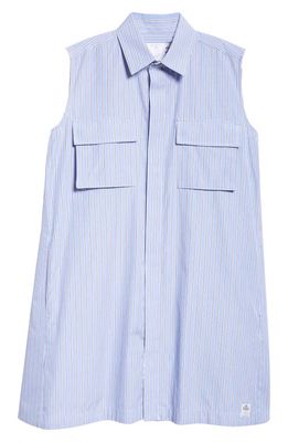 Sacai x Thomas Mason Stripe Sleeveless Mini Shirtdress in L/Blue Stripe