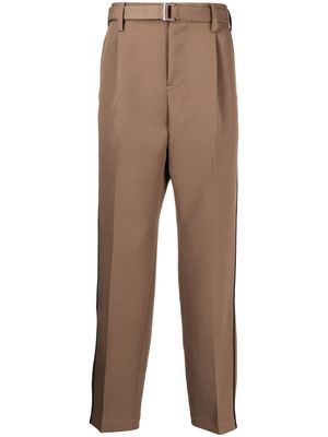 sacai zip-detail straight trousers - Brown