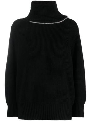 sacai zip-detail wool jumper - Black