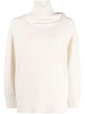 sacai zip-detail wool jumper - Neutrals
