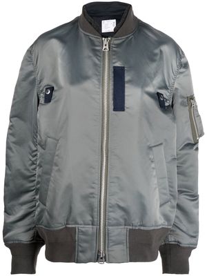 sacai zip-fastening bomber jacket - Grey