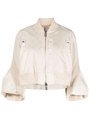 sacai zip-fastening cropped jacket - Neutrals