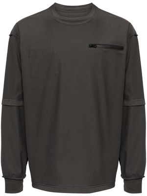 sacai zip-pocket cotton T-shirt - Grey