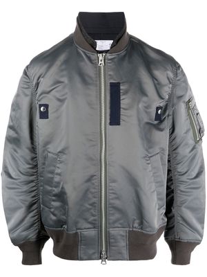 sacai zip-up bomber jacket - Grey