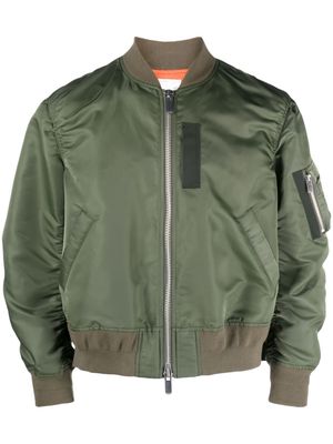sacai zip-up cropped bomber jacket - Green