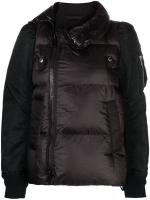 sacai zip-up puffer jacket - Black