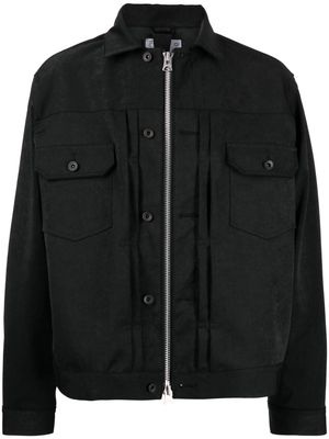 sacai zip-up shirt jacket - Black