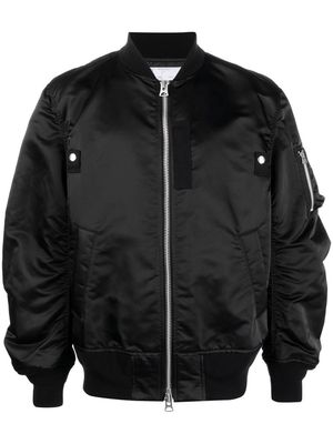 sacai zipped bomber jacket - Black