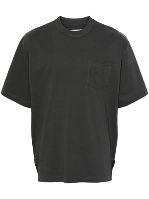 sacai zipped-detail cotton T-shirt - Grey
