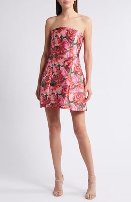 Sachin & Babi Alanna Floral Strapless Mikado Minidress in Mazzolino Rosa 