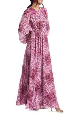 Sachin & Babi Bianca Floral Long Sleeve Gown in Carnation Pink Bouquet Multi