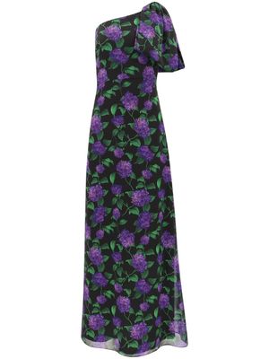 Sachin & Babi Chelsea floral-print one-shoulder gown - Black