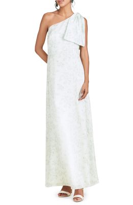 Sachin & Babi Chelsea One-Shoulder A-Line Gown in Jade Rose Watercolor