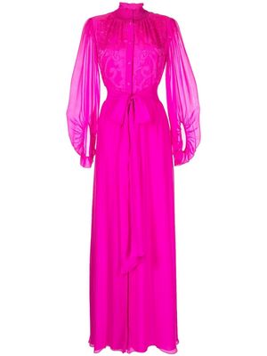 Sachin & Babi embroidered long-sleeve gown - Pink