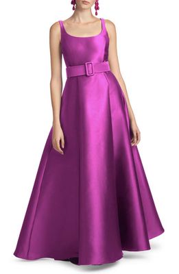 Sachin & Babi Kruse Belted A-Line Gown in Magenta