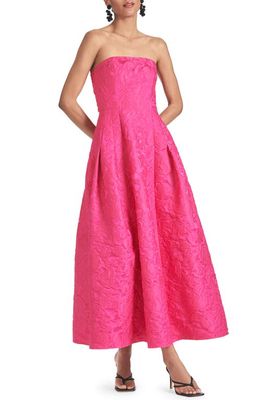 Sachin & Babi Margaux Floral Jacquard Strapless Gown in Fus