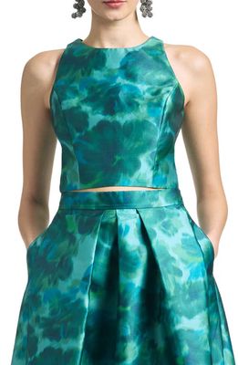 Sachin & Babi Watercolor Floral Sleeveless Top in Emerald Watercolor Floral