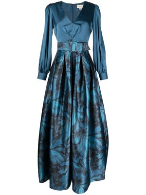 Sachin & Babi Zoe floral-print satin gown - Blue