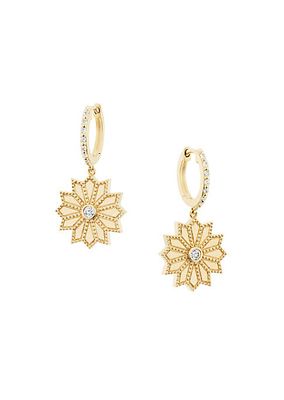 Sacred Flower 18K Yellow Gold & 0.228 TCW Diamond Drop Earrings