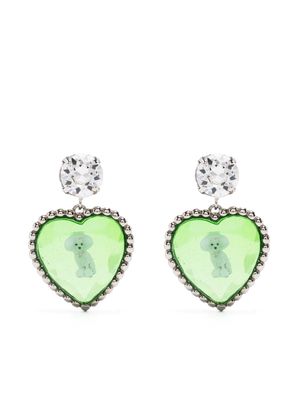 Saf Safu crystal-embellished heart earrings - Green