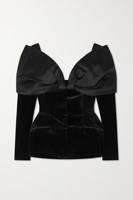 Safiyaa - Elle Duchesse-silk And Velvet Blouse - Black