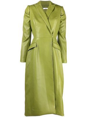 Safiyaa faux-leather layered trench coat - Green