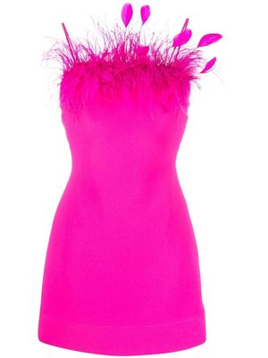 Safiyaa feather-detail sleeveless short dress - Pink