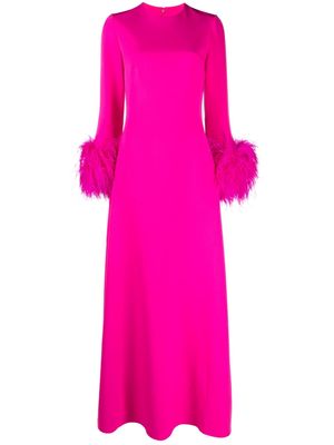 Safiyaa feather-trim long dress - Pink