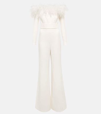 Safiyaa Feather-trimmed jumpsuit