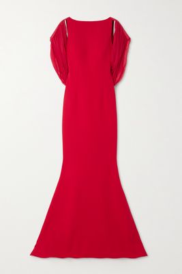 Safiyaa - Lana Crepe And Silk-chiffon Gown - Red