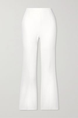Safiyaa - Mari Pleated Stretch-crepe Flared Pants - White