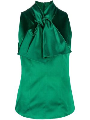 Safiyaa pussy-bow silk blouse - Green
