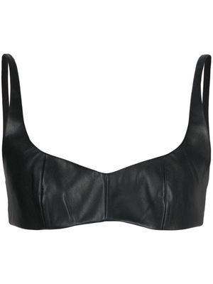 Safiyaa Sophe faux-leather bra top - BLACK