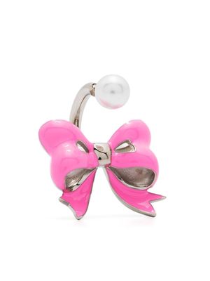 SafSafu bow-motif pearl single earring - Pink