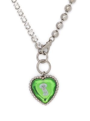 SafSafu crystal-embellished heart necklace - Silver
