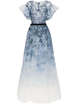 Saiid Kobeisy abstract-print belted gown - Blue