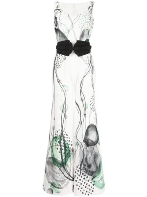 Saiid Kobeisy abstract-print crepe wide-leg jumpsuit - White